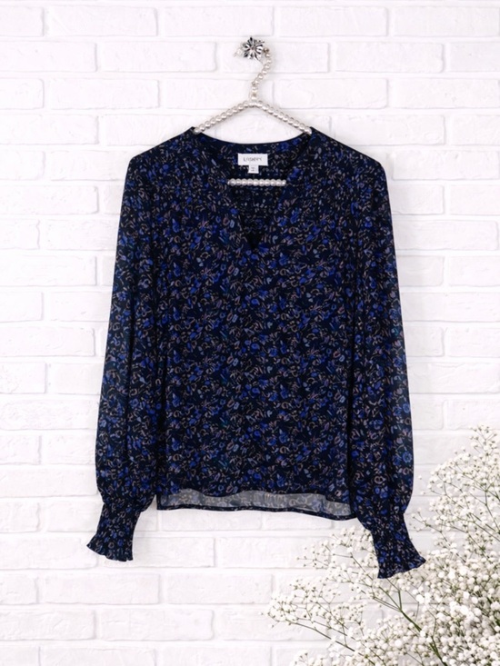 Evereve Tops - Evereve Petra Floral Print Long Sleeve Blouse in Plummulti Size XS